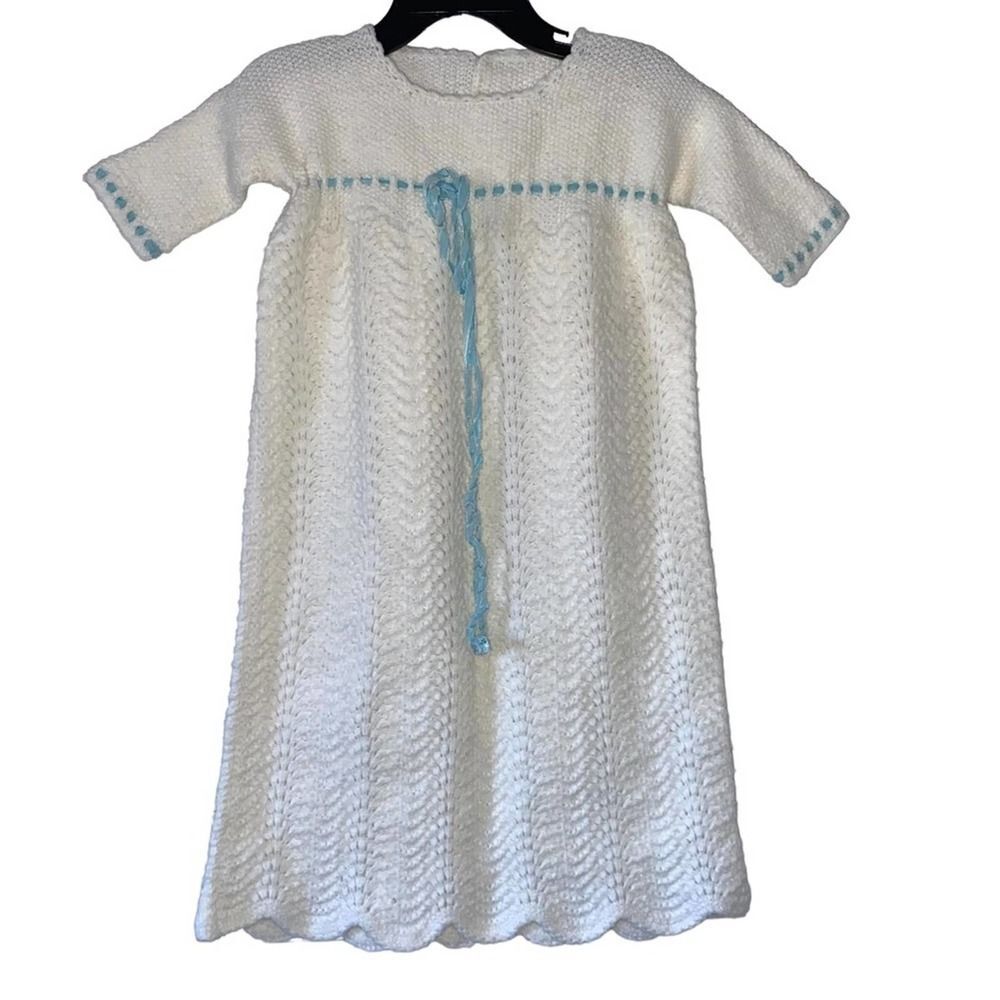 Vintage Hand Knit Baby Gown Infant Size 6 - 9 Months !
